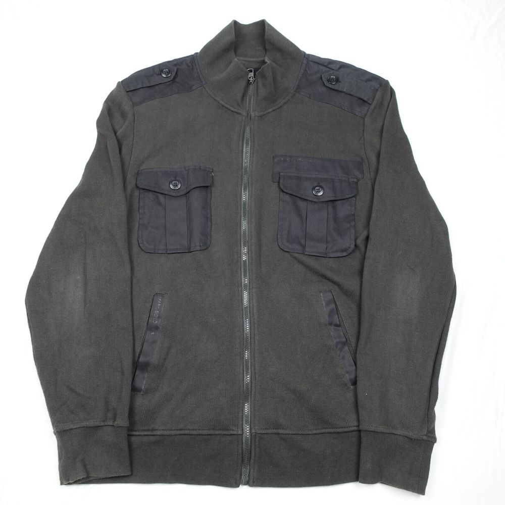 Marc Ecko Jacket Adult Large Men's Full Zip Mock Neck Double Pocket Grey Color